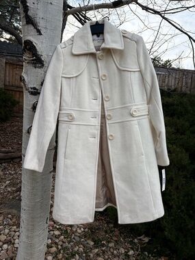Kenneth Cole Winter White wool coat 3/4 length size 4 new with tags